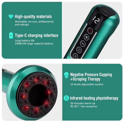 Rechargeable 12 Levels Vacuum Cupping Device 