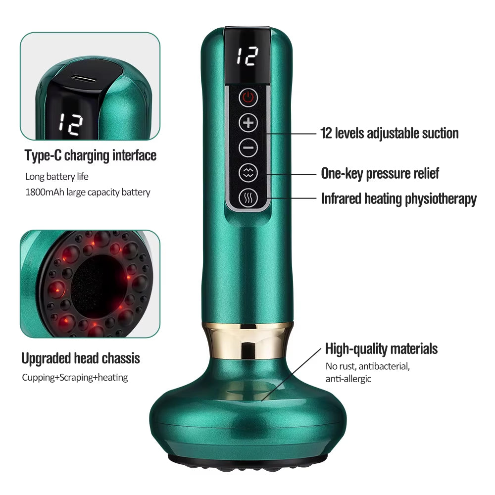 Rechargeable 12 Levels Vacuum Cupping Device 